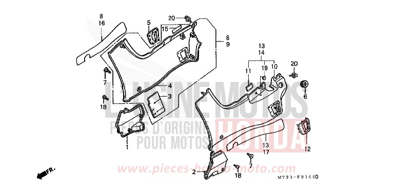 COUVERCLE LATERAL de Pan-European ABS PEARL ATLANTIS BLUE (B142D) 1994